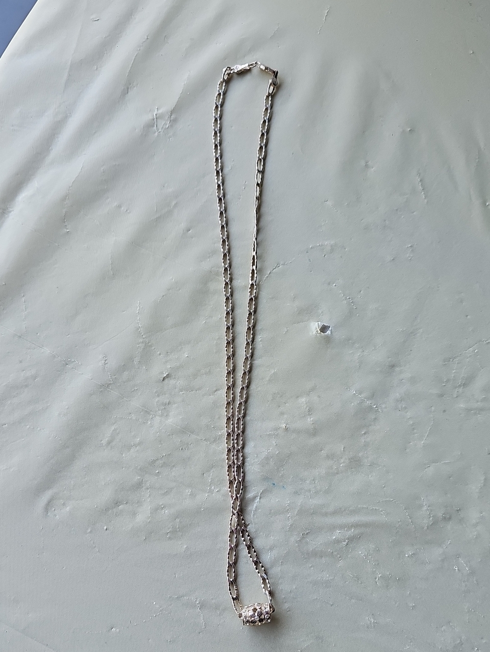 Sterling Silver Chain Necklace with Clear Pendant